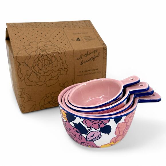 Margot Elena Nested Ceramic Measuring Cups Autumn Floral Set of 4 - Picture 1 of 5